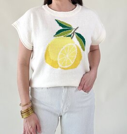 Lemon Print Sweater Top