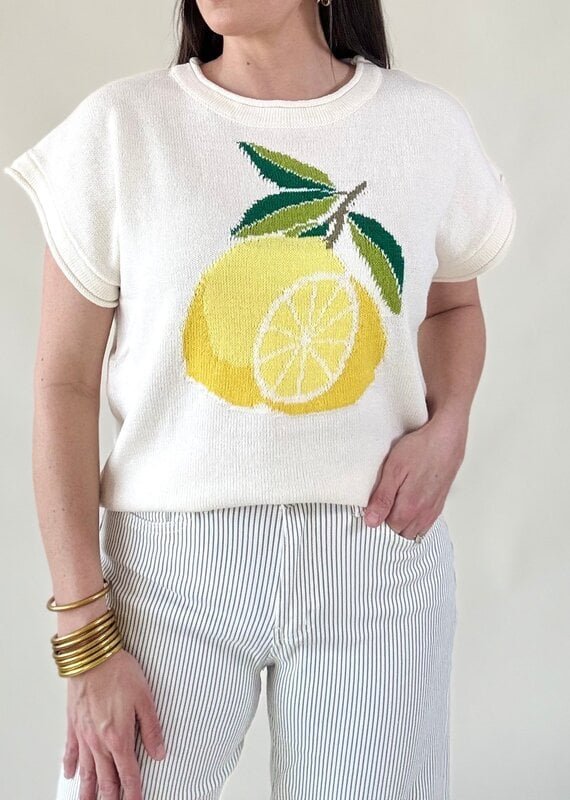 Lemon Print Sweater Top