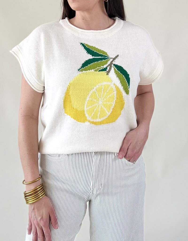 Lemon Print Sweater Top