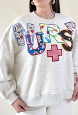 Queen of Sparkles Grey Nurse Multi Fabric Sweatshirt