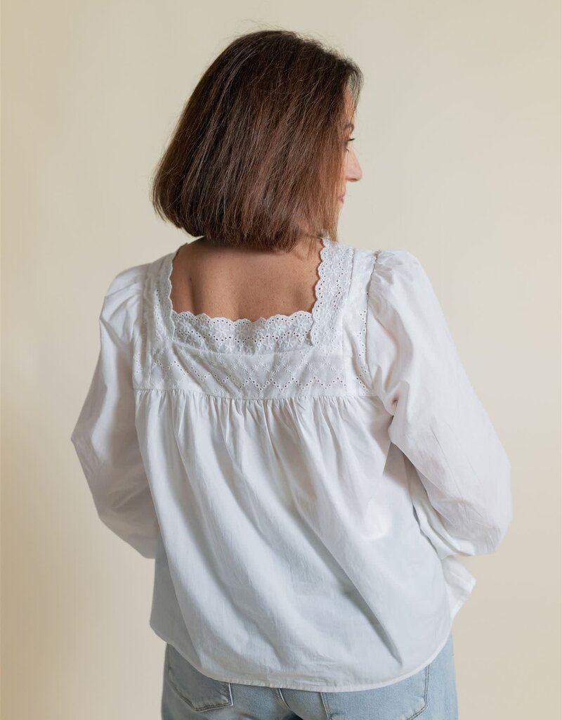 Eyelet Trim Detail Button Down