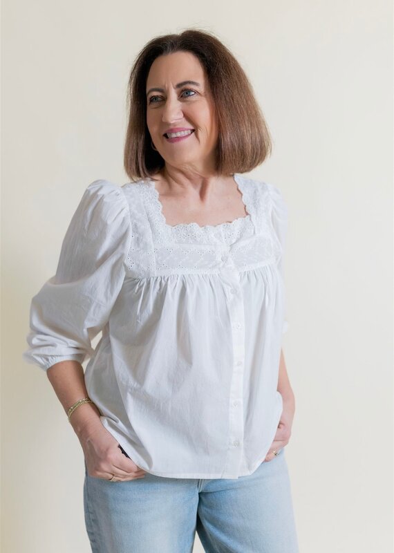 Eyelet Trim Detail Button Down