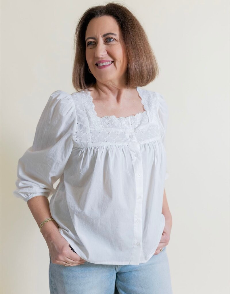 Eyelet Trim Detail Button Down