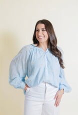 Powder Blue Embroidered Blouse