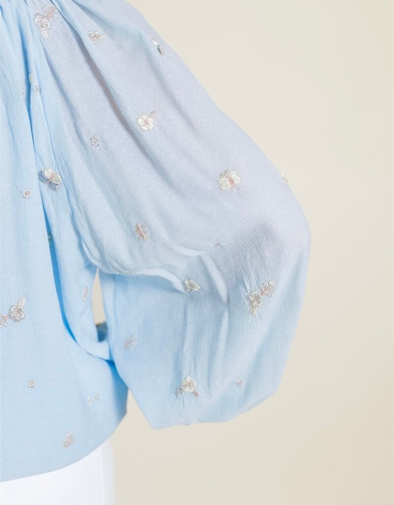 Powder Blue Embroidered Blouse