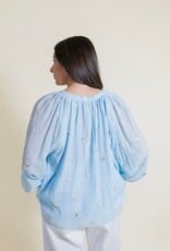 Powder Blue Embroidered Blouse
