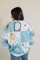 Queen of Sparkles Light Blue & White Checkered Medical Instrument Icon Sweatshirt