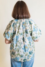 Floral Contrast Stitch Detail Blouse