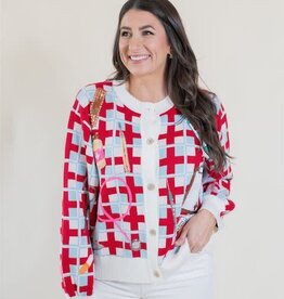 Queen of Sparkles Red & Blue Medical Supply Cardigan