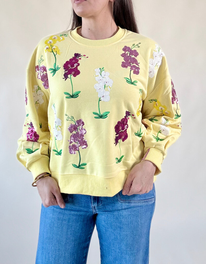 Queen of Sparkles Yellow Multi Iris Sweatshirt