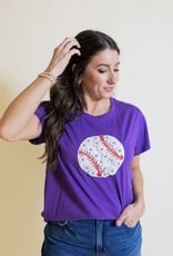 Queen of Sparkles Purple Flower Baseball Tee