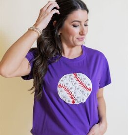 Queen of Sparkles Purple Flower Baseball Tee