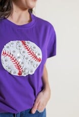 Queen of Sparkles Purple Flower Baseball Tee