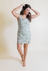 Green Floral Jacquard Mini Dress