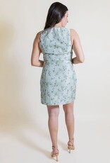Green Floral Jacquard Mini Dress