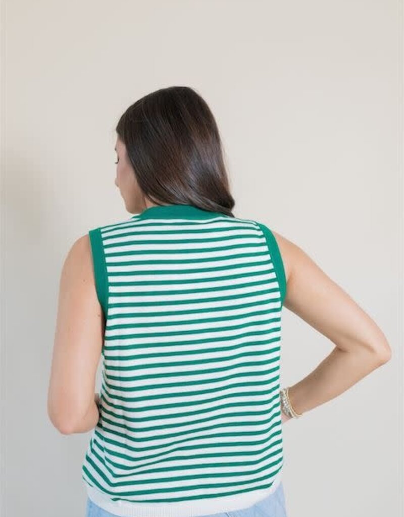 Queen of Sparkles Green Striped Shamrock Knit Tank