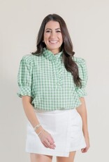 Green Gingham Ruffle Blouse