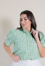 Green Gingham Ruffle Blouse