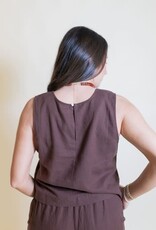Z Supply Sloane Linen Top Chocolate Cherry
