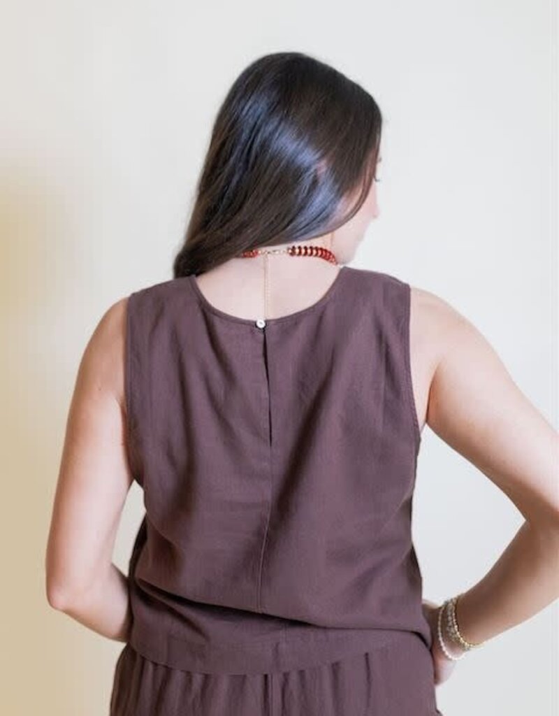 Z Supply Sloane Linen Top Chocolate Cherry