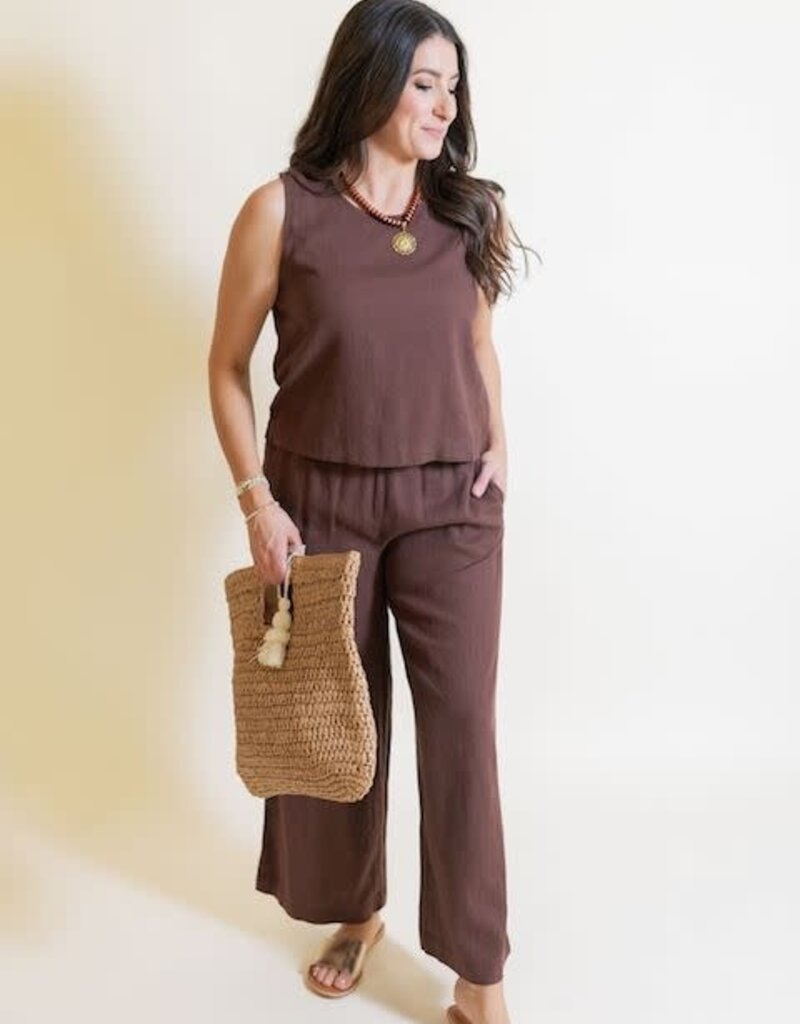 Z Supply Sloane Linen Top Chocolate Cherry