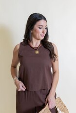 Z Supply Sloane Linen Top Chocolate Cherry