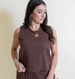 Z Supply Sloane Linen Top Chocolate Cherry