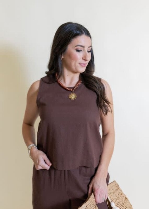 Z Supply Sloane Linen Top Chocolate Cherry