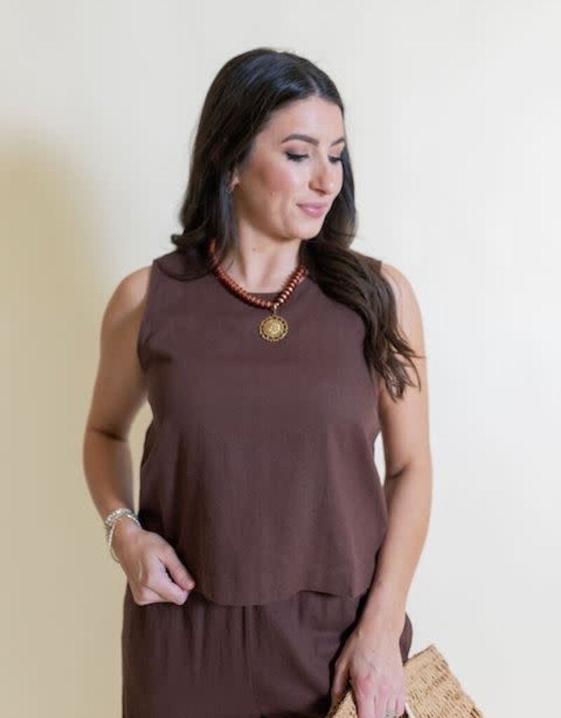 Z Supply Sloane Linen Top Chocolate Cherry
