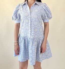 Gingham Eyelet Ruffle Mini Dress