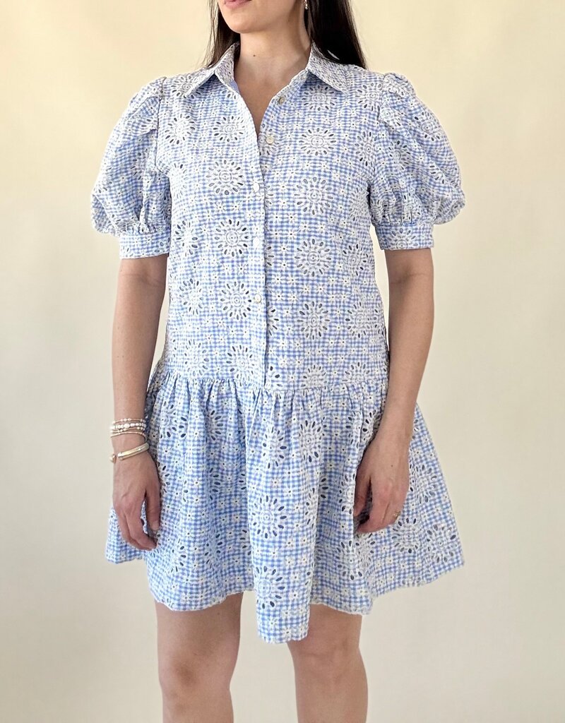 Gingham Eyelet Ruffle Mini Dress