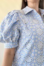 Gingham Eyelet Ruffle Mini Dress