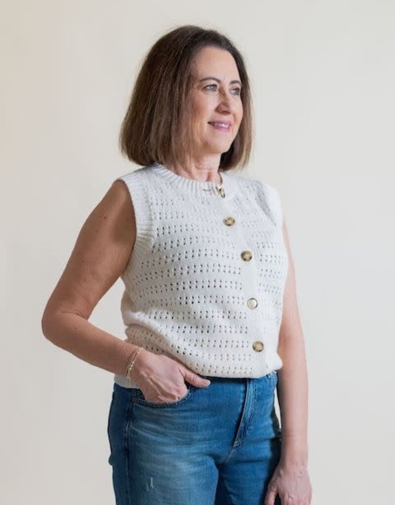 Sanctuary Pointelle Shell Vintage Ivory