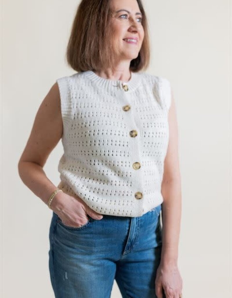 Sanctuary Pointelle Shell Vintage Ivory