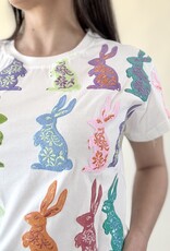 Queen of Sparkles White Multi Easter Bunny Tee
