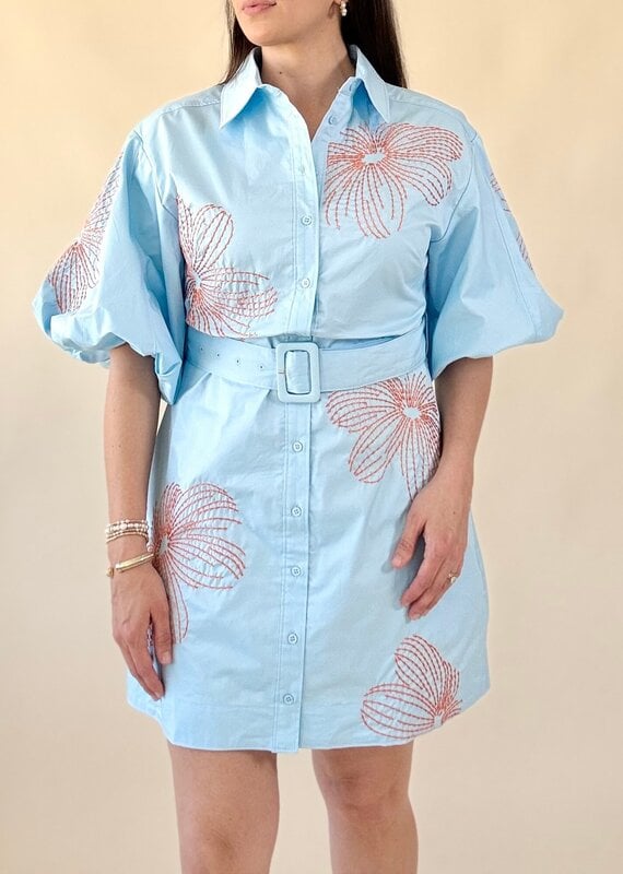 Embroidered Shirt Mini Dress