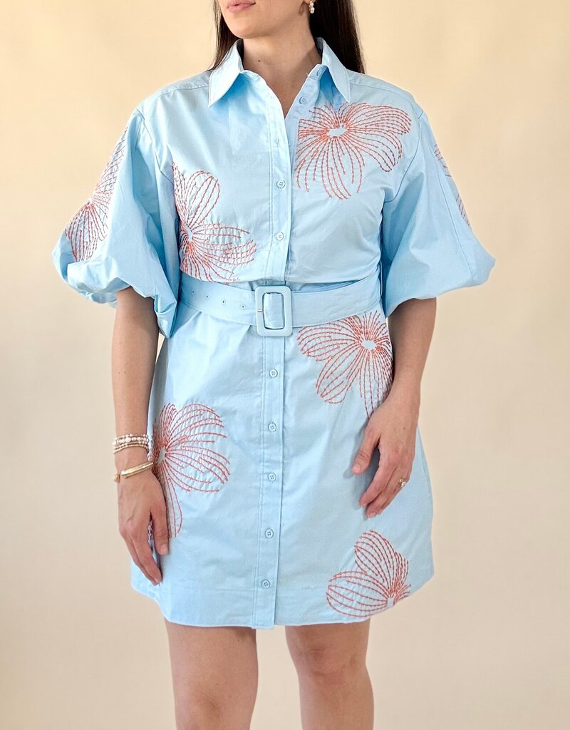 Embroidered Shirt Mini Dress