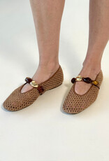 Steve Madden Poppin Brown Raffia Embellished Flat