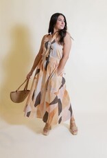 Neutral Prism Collared Midi Dress