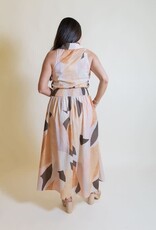 Neutral Prism Collared Midi Dress