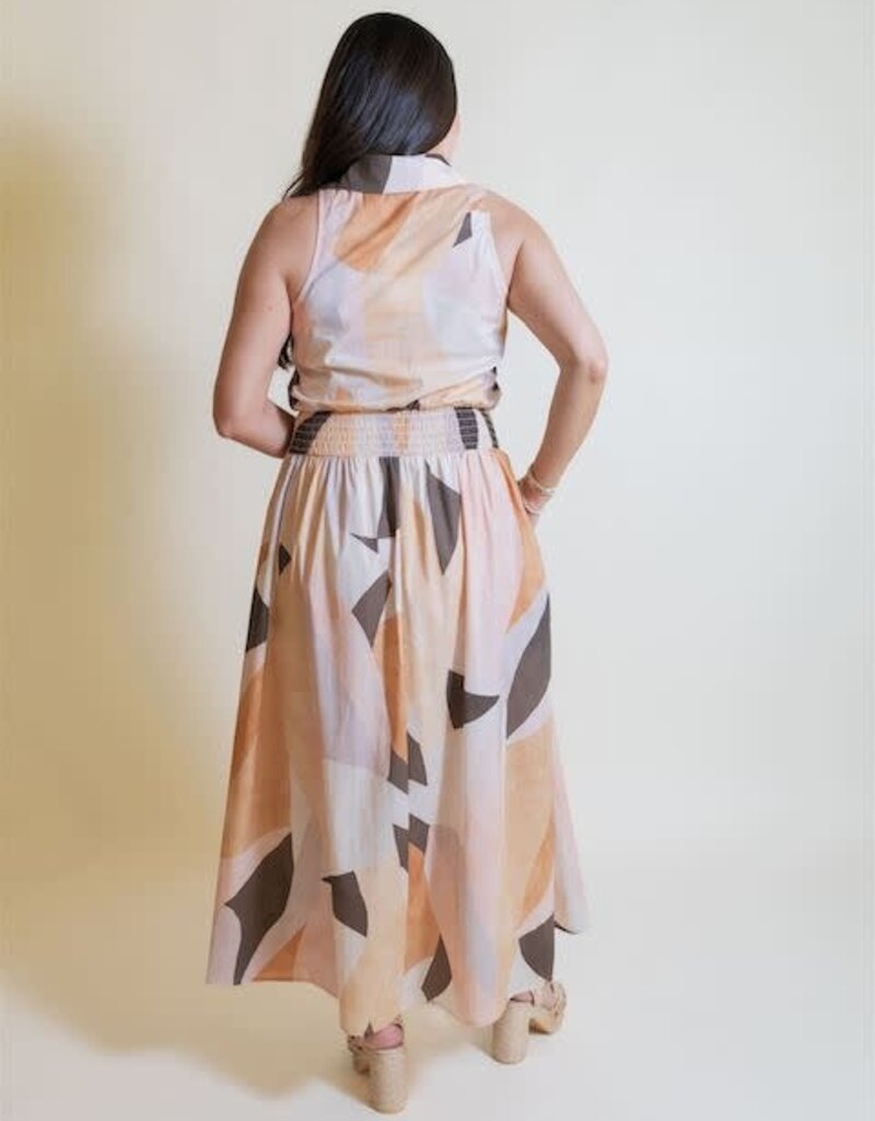 Neutral Prism Collared Midi Dress