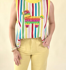 Queen of Sparkles Rainbow Striped Pinata Knit Tank