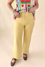 Just Black Yellow Patch Pocket Wide Leg