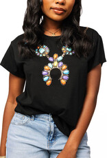 Queen of Sparkles Black Multi Turquoise Necklace Tee