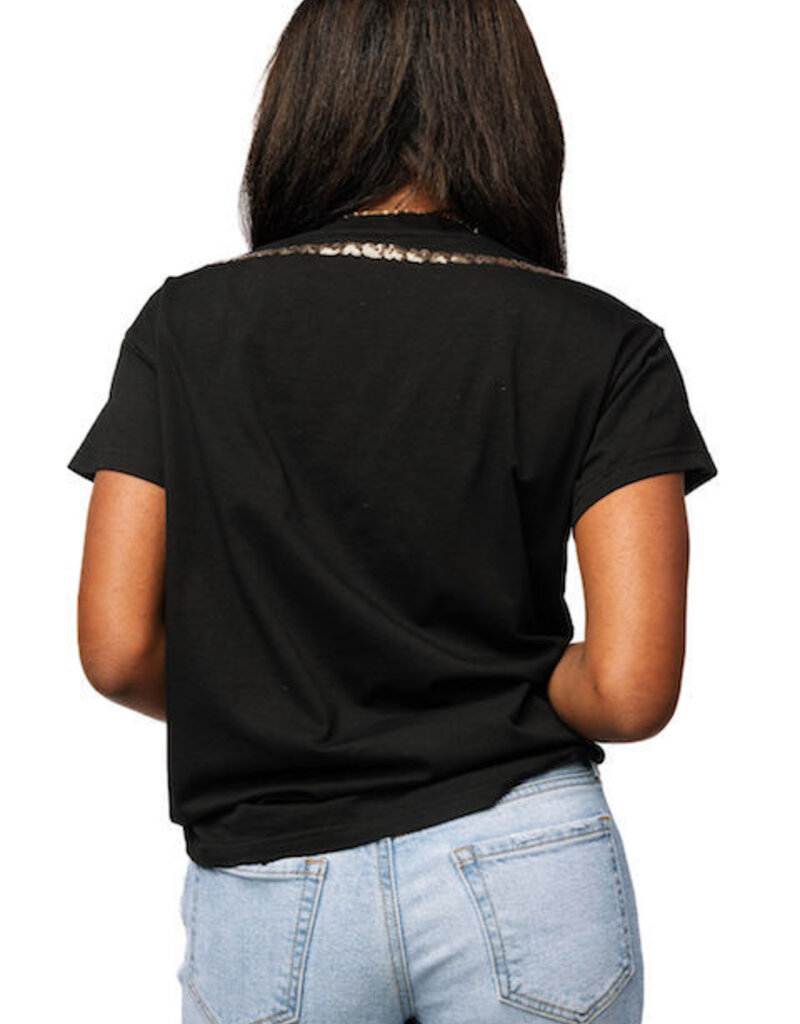 Queen of Sparkles Black Multi Turquoise Necklace Tee