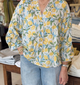 Lemon & Floral Print Blouse