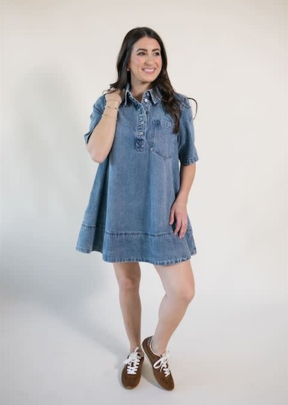 Free People Remino Denim Mini Ocean Blue
