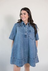 Free People Remino Denim Mini Ocean Blue