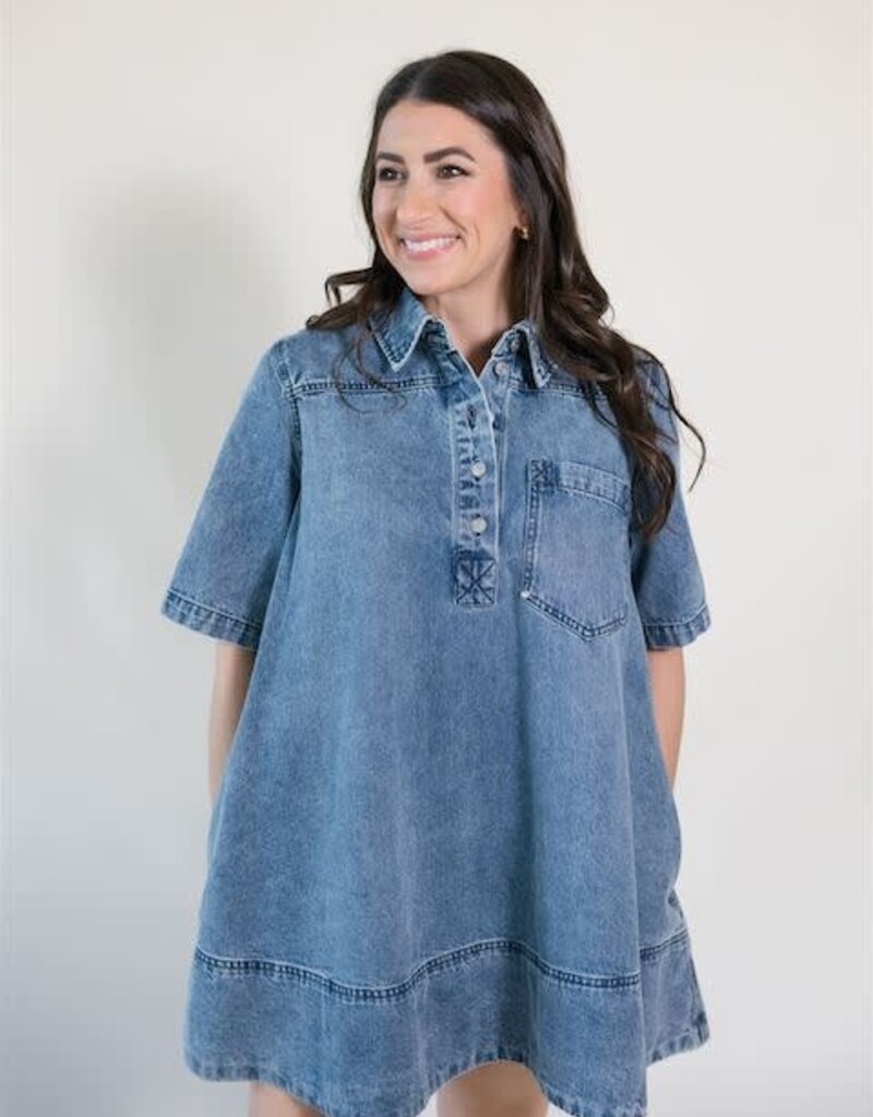 Free People Remino Denim Mini Ocean Blue