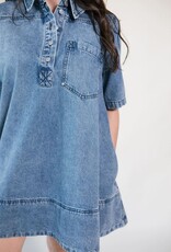 Free People Remino Denim Mini Ocean Blue